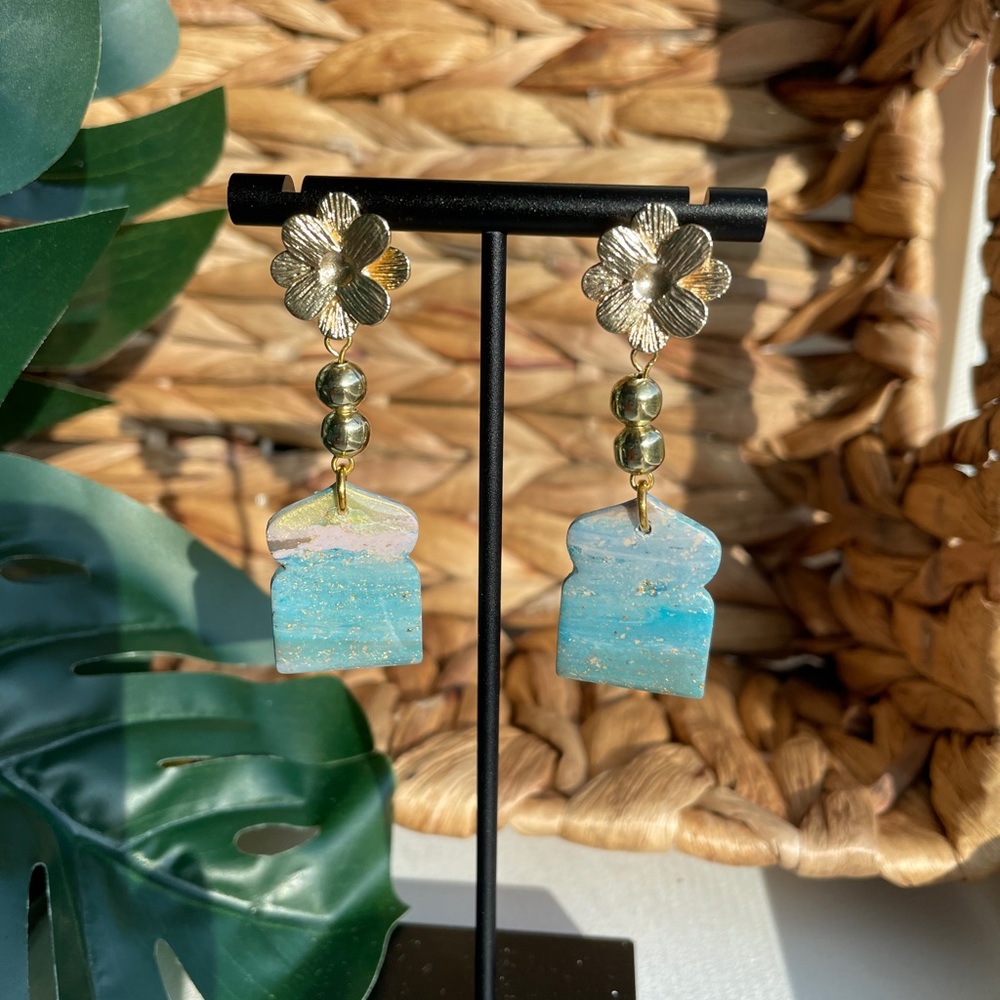 Colorful Handmade Polymer Clay Dangly Earrings